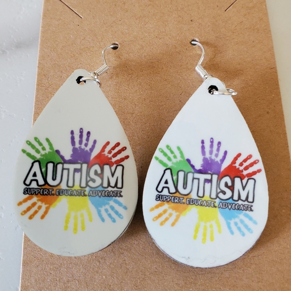 Autism Hands Teardrop Earrings - Picture 2 of 6